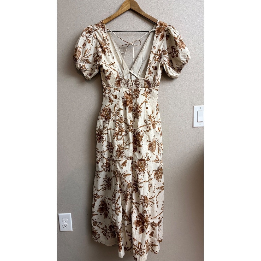 Abercrombie & Fitch Floral Midi Dress XS Emerson Puff Sleeve Poplin Cottagecore - Picture 7 of 8